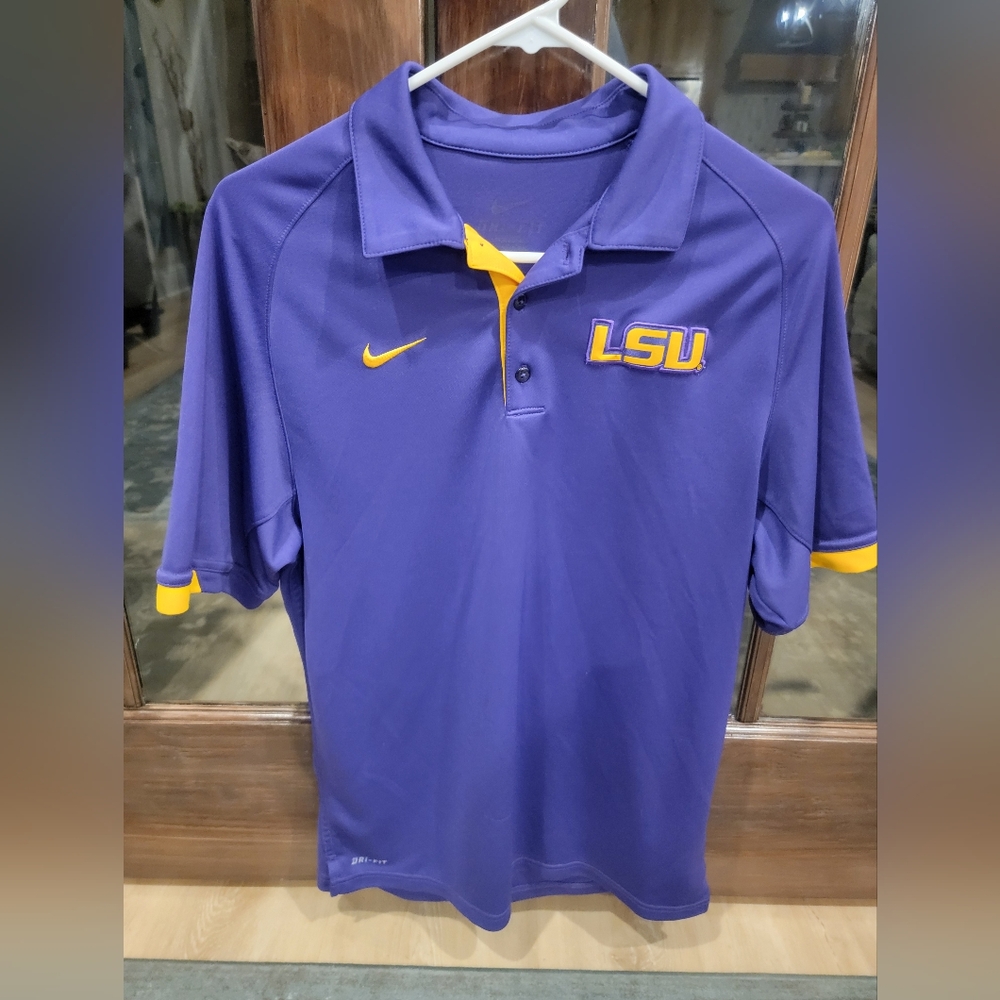 Nike Purple and Gold LSU Polo Shirt